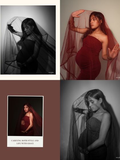 A beautiful collage that tells a story of grace and style. It combines color and black and white images from this artistic veil session.