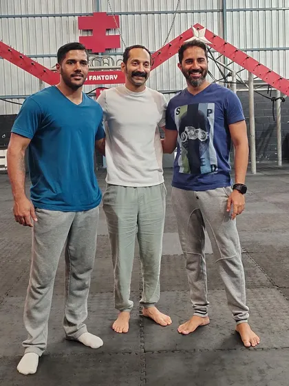 With the phenomenal actor Fahadh Faasil and my brother and Action Director, Chethan D'souza. Together, as CF Action Design, we handle everything from initial actor training to on-set action execution.