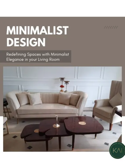 A living room scene featuring a gracefully curved sofa and a high-back armchair in a neutral palette. The nesting coffee tables add a layer of functionality and visual interest, embodying minimalist elegance.