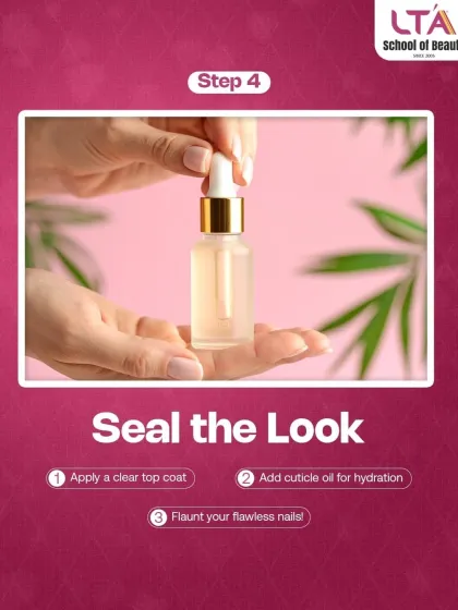 The final step is to seal the look. We show you how to apply a top coat for shine and durability, and finish with cuticle oil for hydration. These finishing touches are what separate an amateur from a pro.