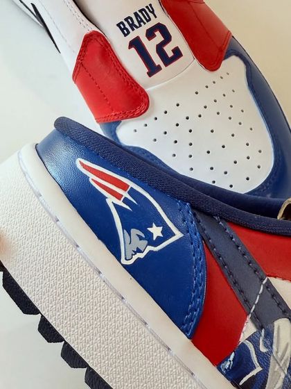 A close-up of the heel area, showing the classic Patriots logo. Every part of the shoe is an opportunity to add a meaningful detail for the fan.