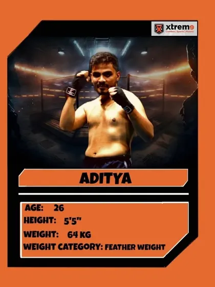Fighter Profile: Aditya, a 26-year-old competitor fighting in the Featherweight division.