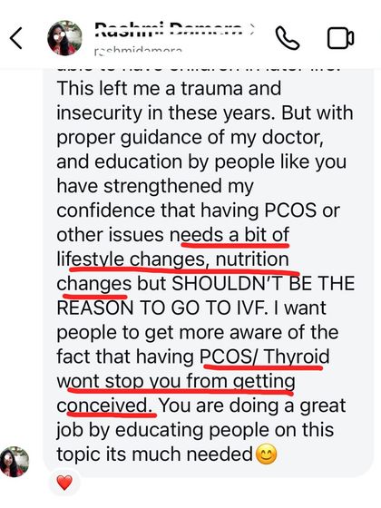 This student's message is so important. Having PCOS or a thyroid issue does not mean you can't conceive. It simply means your body needs a bit of extra support through nutrition and lifestyle changes.