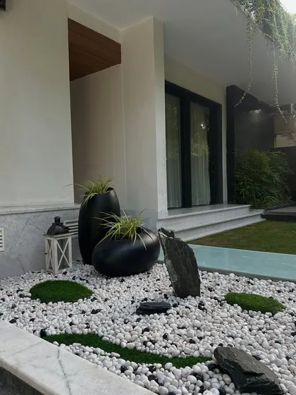 This angle shows how the Zen garden is nestled into the architecture of the home, creating a beautiful view from the inside.