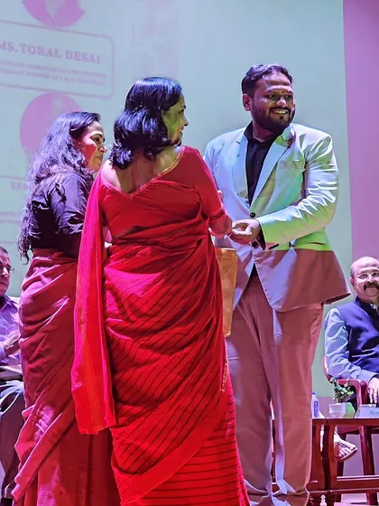 A candid moment of interaction on stage. Sharing and discussing ideas is how we keep the science of Ayurveda alive and relevant.