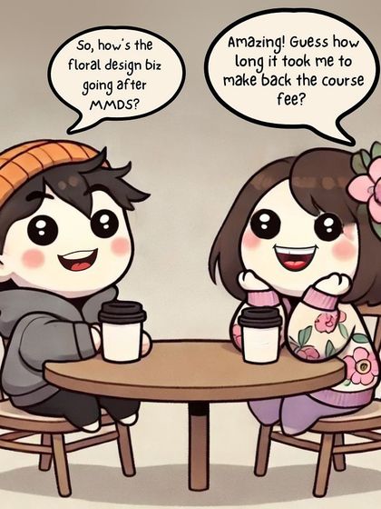 This comic illustrates the rapid return on investment my students experience. By learning how to price their work effectively, they quickly earn back their course fee and build a profitable business.