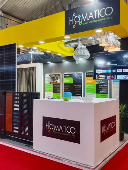 This is our setup at the D-arc BUILD 2024 exhibition, where we showcased our smart and sustainable living solutions. Our professional presence reflects our commitment to quality and innovation in home automation and solar energy.
