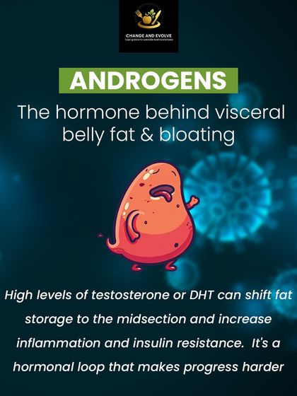 Androgens, the hormone behind visceral belly fat and bloating, can shift fat storage to the midsection and increase inflammation when levels are high.