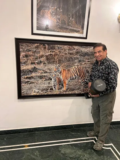 It's an honor to see my work displayed at our home away from home, the Ranthambore Regency. This large print of a mother and cub is a moment I'm proud to share.