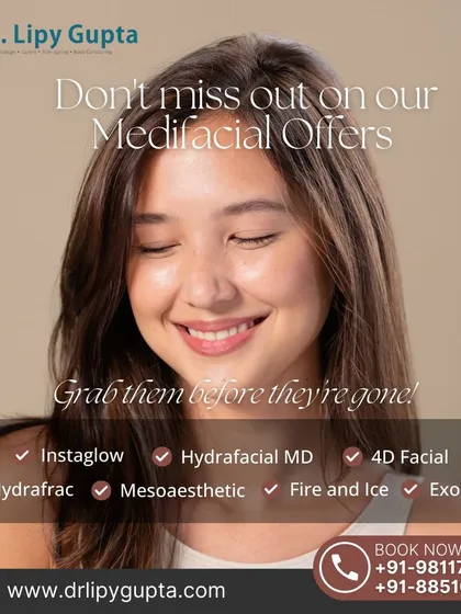 Don't miss out on my Medifacial offers this festive season. I have special deals on a wide range of treatments including Instaglow, HydraFacial MD, Fire and Ice, and more. Grab them before they're gone.