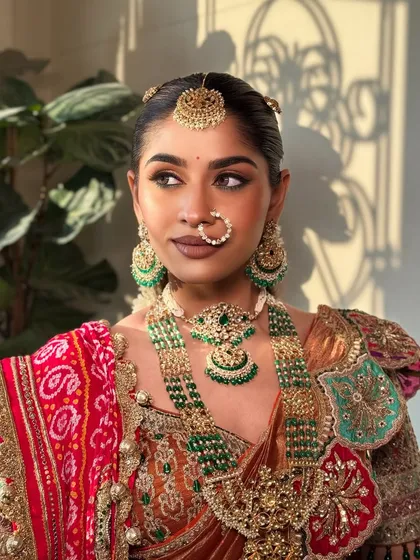 Bathed in natural light, this shot shows the true-to-skin finish of the makeup. The bride looks radiant and authentically beautiful.