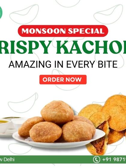 Our crispy kachori is a monsoon special. There's nothing better than a hot, flaky kachori with a cup of chai on a rainy day.