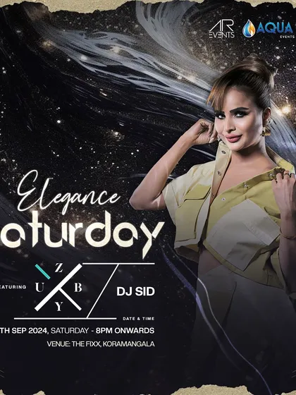 Another 'Elegance Saturday' flyer, this time with DJ Zuby from Delhi. I often collaborate with artists from across India.