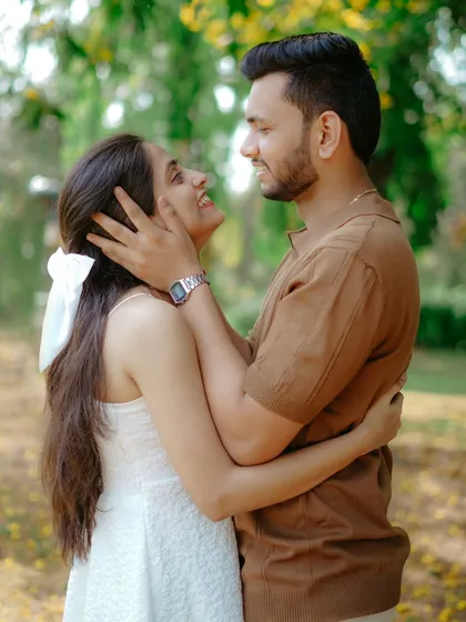 A beautiful, happy embrace. This close-up of Umesh and Janhavi captures a moment of pure, unscripted joy and affection.