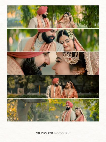 A multi-panel collage showcasing a series of intimate and romantic moments between Ishita and Dipender.