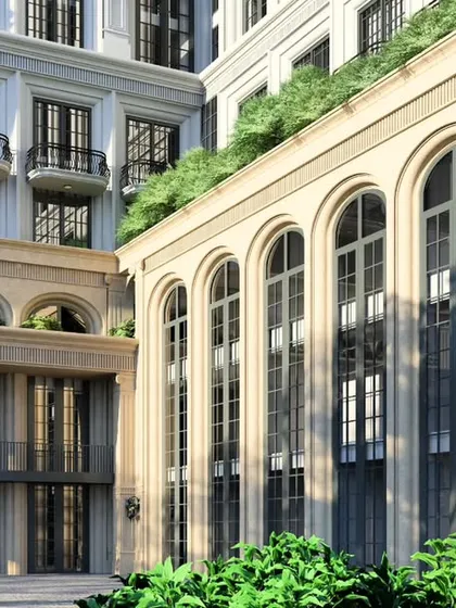 This 3D visualization captures the timeless elegance of classical architecture. I design buildings that honor historical principles with grand archways and lush landscaping, tailored for a luxurious modern lifestyle.