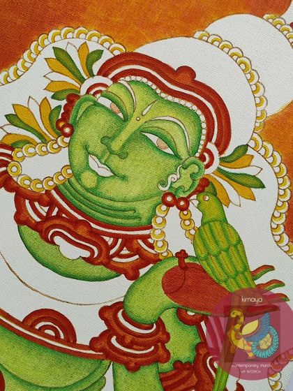 Adding the green to Meenakshi's form. This is a crucial stage where her divine identity as the green-hued goddess truly begins to emerge. The shading and details start to create depth and personality.