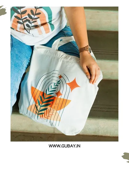 A detailed flat-lay style shot of a printed tote bag and matching t-shirt. This image is perfect for e-commerce, focusing on the product's design and quality.