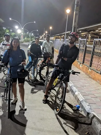 The crew during an adventurous 20km ride to Horamavu. We are always up for exploring new parts of Bangalore, even if it means crossing flyovers and underbridges at night.