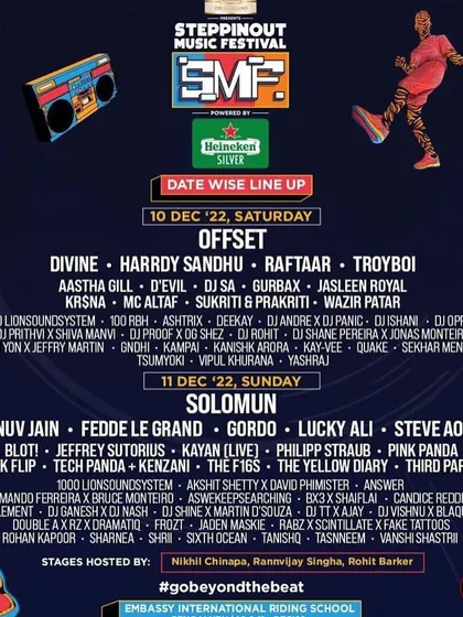 The lineup for SteppinOut Music Festival was absolutely massive, featuring global headliners like Solomun, Steve Aoki, and Offset. Being part of such a diverse and powerful roster is a testament to my multi-genre festival experience.