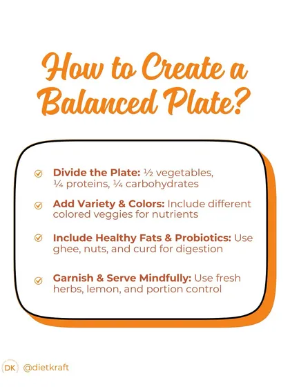 How do you create a balanced plate? I follow a simple rule: half vegetables, a quarter protein, and a quarter carbohydrates, with healthy fats and probiotics.