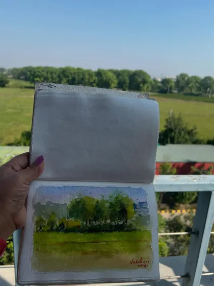 Another view of my quick landscape sketch, capturing the view from the terrace.