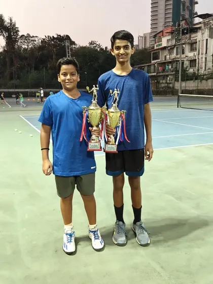 Our trainees Abhinav Sharma and Raunak Sethi after finishing as All India Championship Series Under 14 Doubles Runners-up in Mumbai.