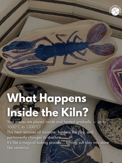 What happens inside the kiln? The heat removes all moisture and permanently hardens the clay, turning it into stone-like ceramics.