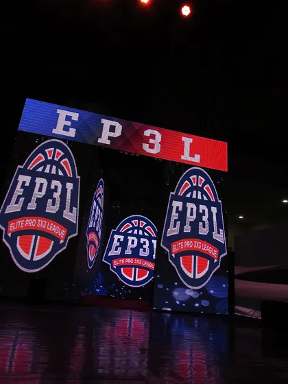 The massive LED screens displaying the Elite Pro 3x3 League branding create an immersive experience for players and spectators alike.