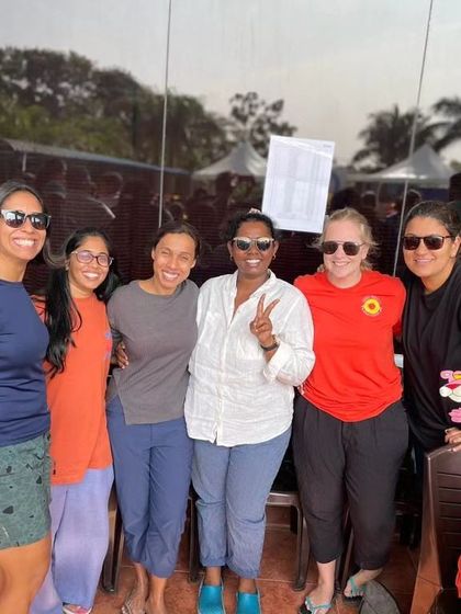Our amazing support crew of swim moms. The parents are a huge part of our team's success, and their cheering and support at meets makes all the difference.