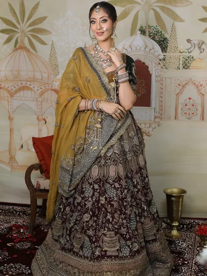 A full-length view of this beautiful and unique bridal look.