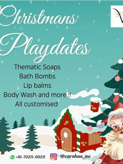 My Christmas playdates can include fun DIY projects like making thematic soaps and bath bombs. These customized activities are a great way for kids to create personalized, festive gifts to take home.