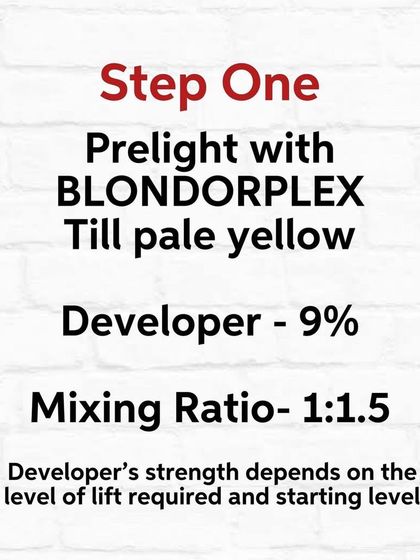 Step One of the formula: pre-lightening with Blondorplex. This is the non-negotiable foundation for any creative color.