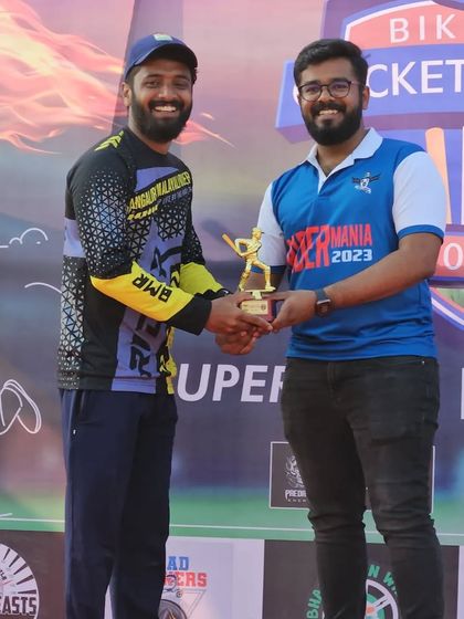 One of our players receiving an award at the Bikers Cricket League. We are proud of our team for reaching the semi finals.