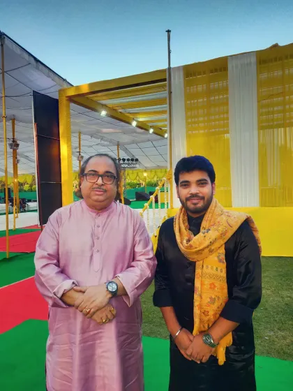 With the legendary Sarod Maestro Padmashree Pandit Tejendra Narayan Majumdar ji before our 'Music in the Park' concert in Delhi. His presence is always a blessing.