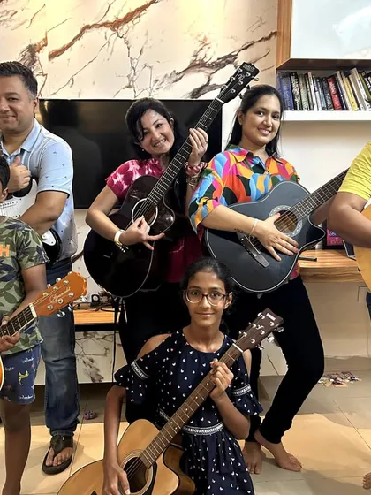 Rocking away with aplomb! Our grown-up students brought the house down with their awesome jam session. It's never too old to learn.