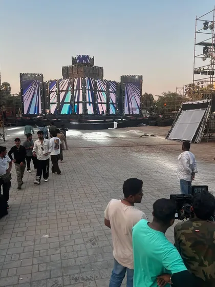 A behind-the-scenes shot of the massive concert stage for the movie 'Saiyaara' during the day, before our lighting and LED walls were activated.