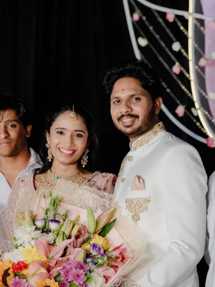 A happy moment with her fiancé. My makeup is designed to last through all the hugs, smiles, and happy tears of your special day.