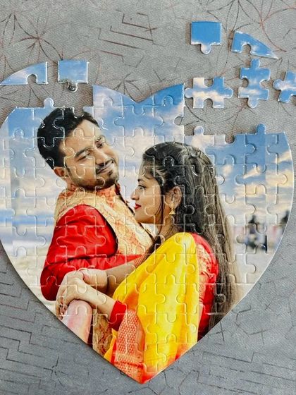 This photo shows the heart puzzle partially assembled, giving a glimpse of the fun activity that awaits.