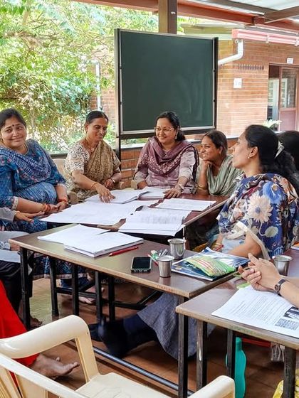 Another view of our collaborative workshop with the dedicated teaching staff at Gurukul High School, where we worked together to plan for a more dynamic and child-led classroom experience.