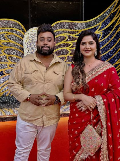 Posing with actress Mukta Barve at the Zee Marathi Awards. An unforgettable moment.