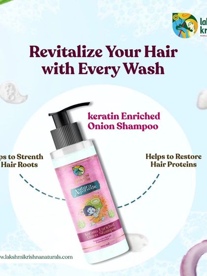 Revitalize your hair with every wash using my Keratin Enriched Onion Shampoo. It's formulated to strengthen hair roots and restore essential hair proteins for healthier, more resilient hair.