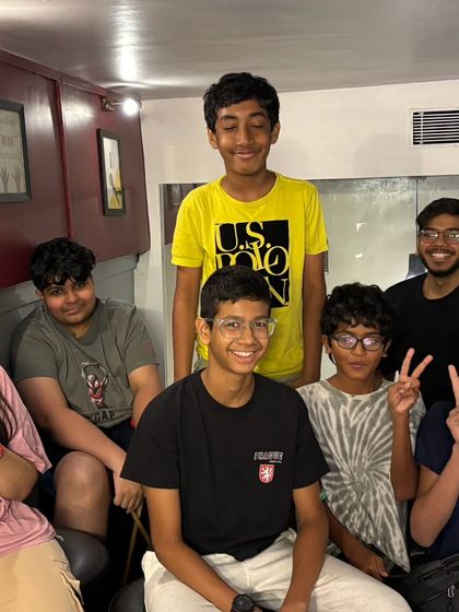 The drum camp crew, including students and their instructor. It was a fantastic week of learning, jamming, and making new friends.