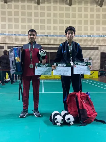 Our Boys Doubles U-13 bronze medalists, Sahil and Siddhant, after the prize distribution at the Delhi State Ranking Championship.