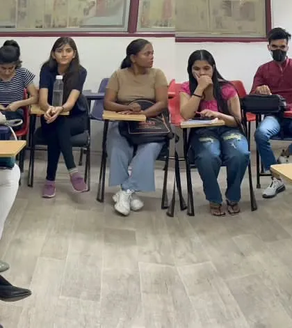 This image shows the setup for one of our typical group discussion sessions. We use a circular arrangement to foster an interactive and collaborative learning environment where every student gets a chance to speak, listen, and participate actively.