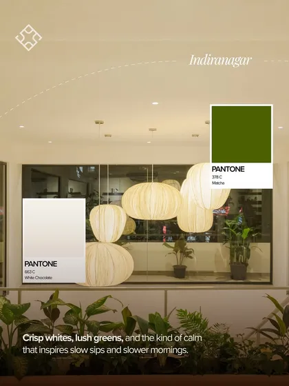Each of our locations has its own mood. Our Indiranagar spot is all about crisp whites, lush greens, and a calm that inspires slow sips and even slower mornings.