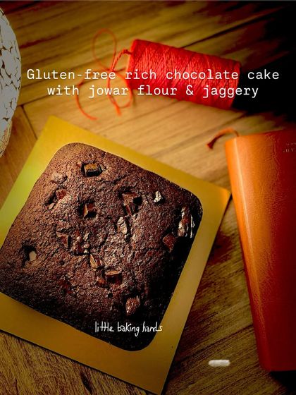 A simple but delicious gluten-free rich chocolate cake. It's made with jowar flour and jaggery, proving that you don't need refined ingredients for a truly satisfying chocolate treat.