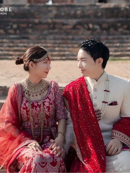Love transcends borders, and so does style. This couple created a beautiful moment in our traditional Indian attire, showing how you can embrace culture and elegance for your special photos.