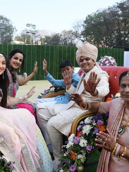 The groom's family enjoying a festive ride during the wedding celebrations. We make sure the entire family is part of the fun.
