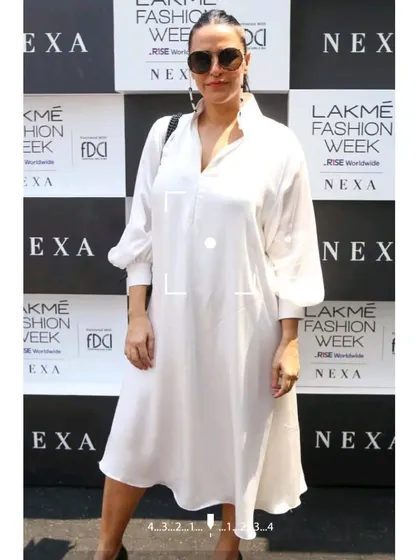 Beyond the runway, I also cover red carpet arrivals and media walls. This photo of actress Neha Dhupia at Lakme Fashion Week is an example of the event photography I provide for designers and sponsors.